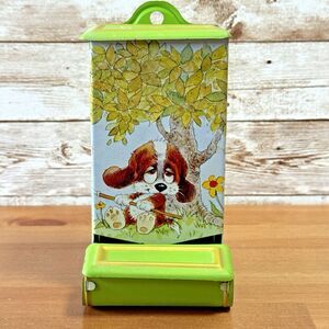 Vintage Jasco Hong Kong Metal Tin MatchBox Wall Holder Puppy
